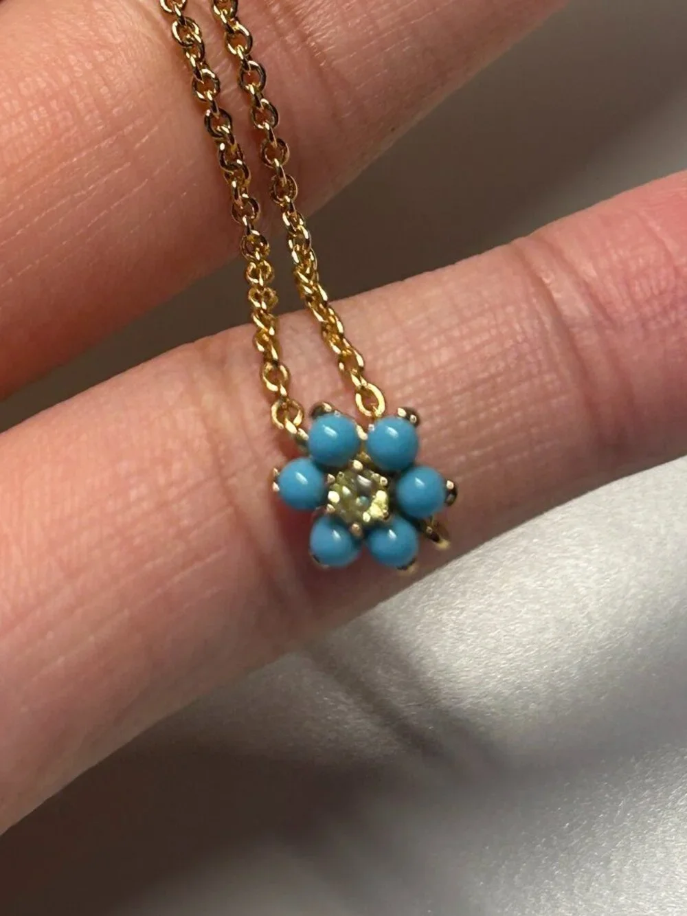Kate Spade Gold-Tone Turquoise Flower Charm Chain Bracelet Boho Dainty Floral - Picture 4 of 9